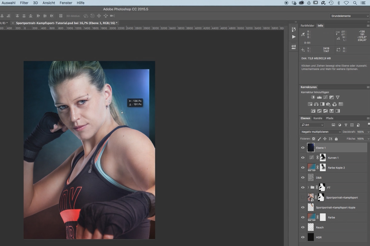 Ottimizzazione dell'immagine di ritratti sportivi - 1.10 Suggerire la luce da studio con lens flares