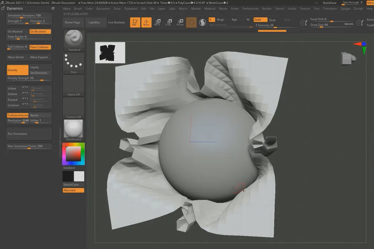ZBrush 2021 - 업데이트 비디오 교육: 11.1 | 옷 시뮬레이션