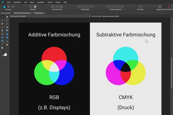 Affinity Designer-Tutorial – Grundlagen: 2.1 | RGB vs. CMYK