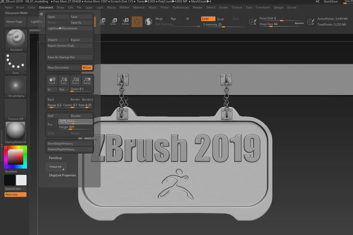 ZBrush 2019 - Güncelleme için Video Eğitimi: 9.2 | Miniproje: Kapı levhası - Render işlemi