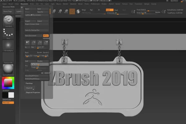ZBrush 2019 - Videotrening for oppdateringen: 9.2 | Miniprojekt: Dørskilt - Rendring