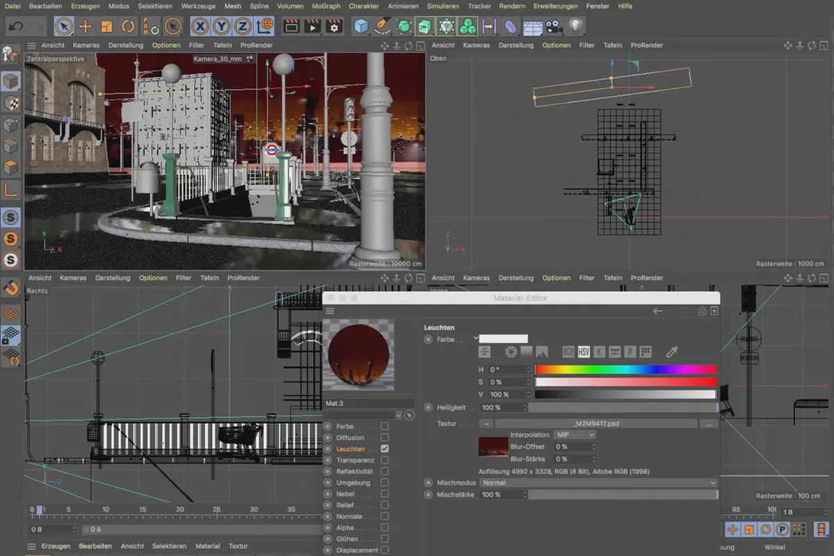 Cinema 4D 튜토리얼 "Underground": 2.13 백플레이트