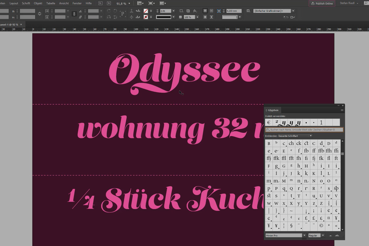 Nytt i Creative Cloud: InDesign CC 2015.2 (november 2015) – Enklere redigering av glyfer.