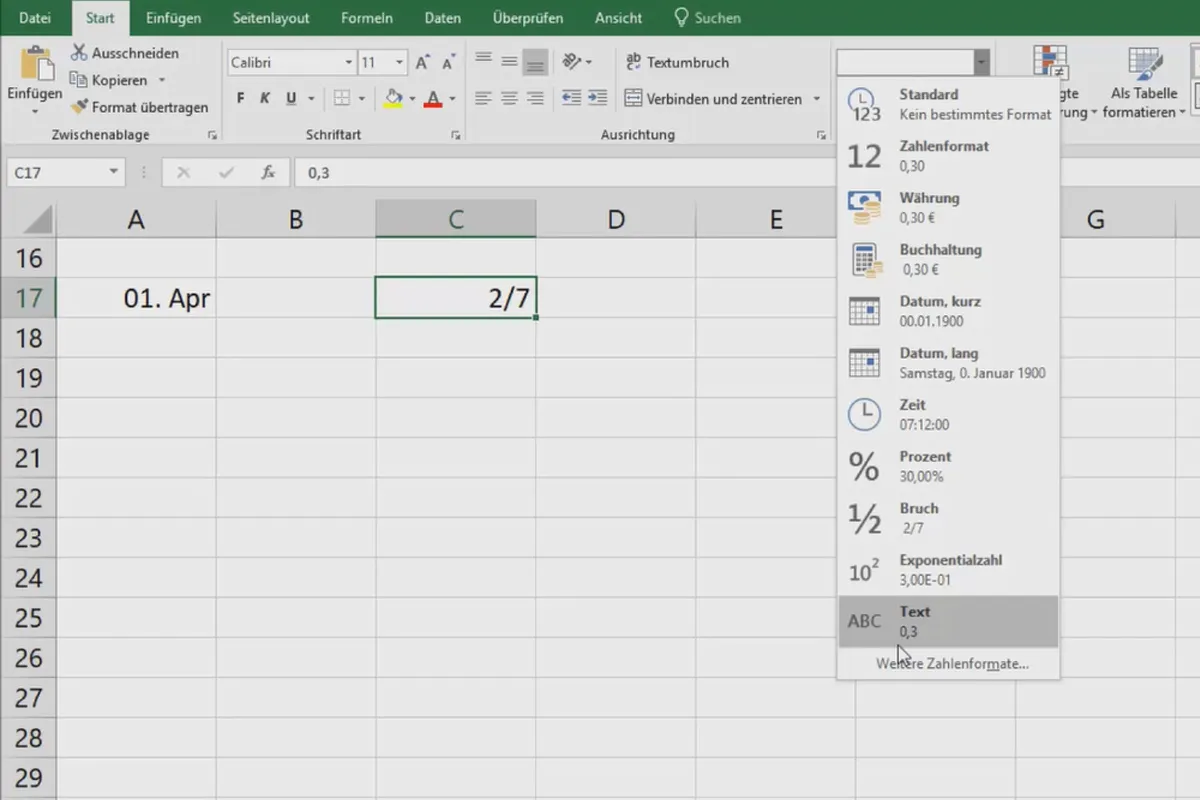 Excel-Tutorial: Pivot, Diagramme und Tabellen-Design zur anschaulichen Daten-Präsentation – 2.10 Brüche in Excel