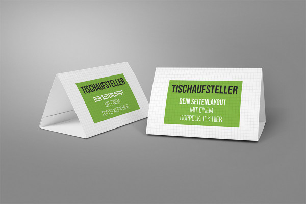 Mockup: zwei Tischaufsteller im Querformat