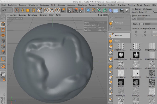 Modellering i CINEMA 4D - Grundläggande: Del 11 - Mask - Nivåer