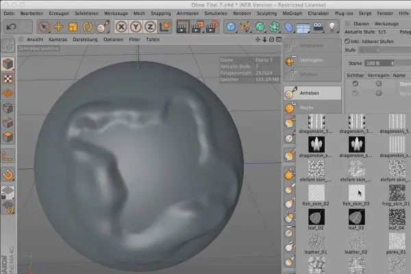 Sculpting in CINEMA 4D - Grundlagen: Teil 11 - Maske - Ebenen