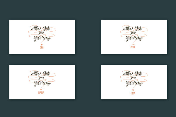 Lettering anniversaire : 11 | "Joyeux anniversaire" pour grand-père, grand-mère, maman et papa