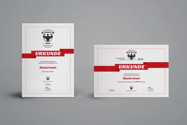 Design criativo de certificados (esportivos) em formato retrato e paisagem