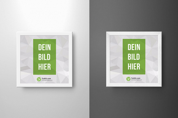 Mockup for a white picture frame in square format