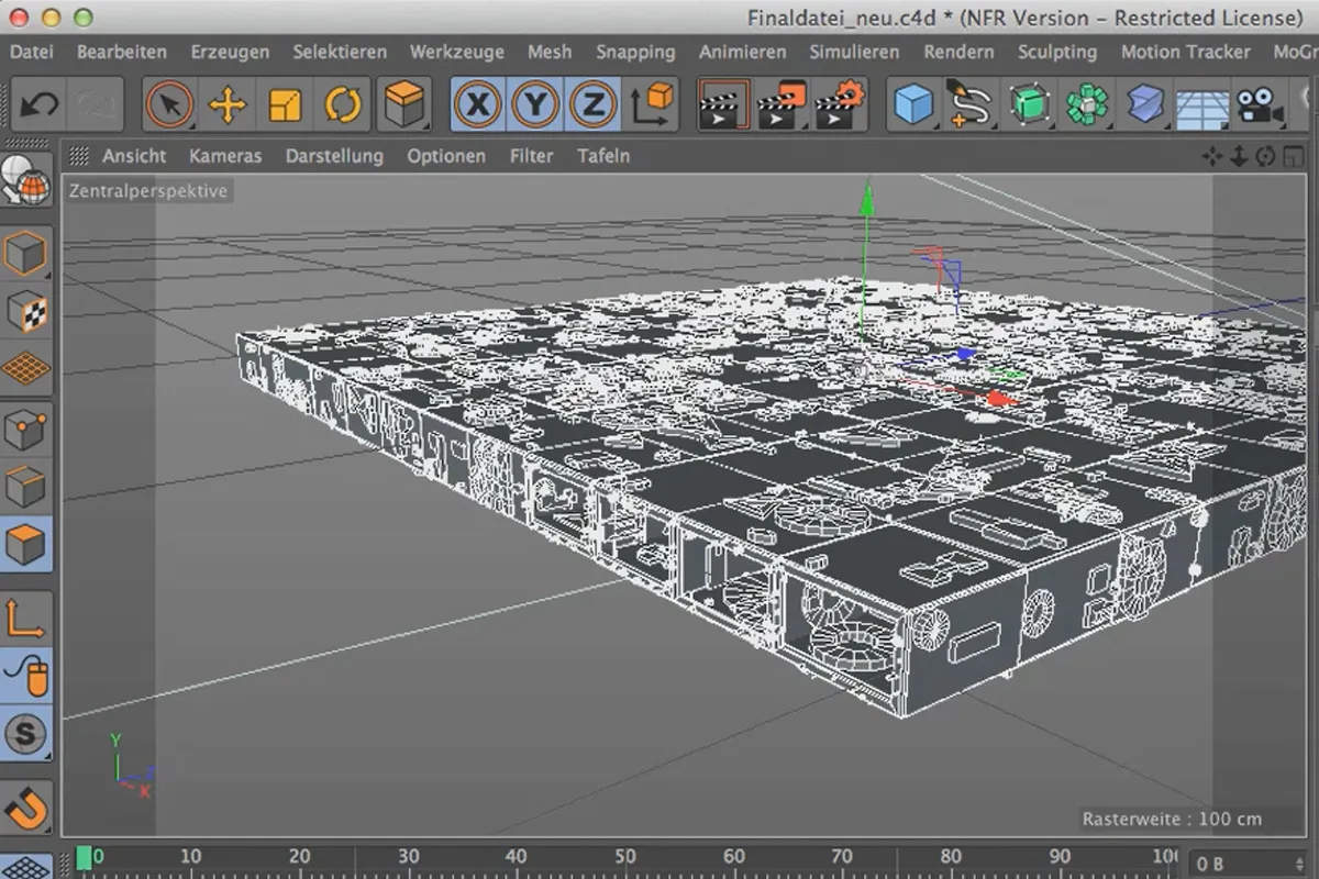 Cinema 4D зустрічає Photoshop: I - 2.03. Моделювання сцени: гріблення центральної бази.