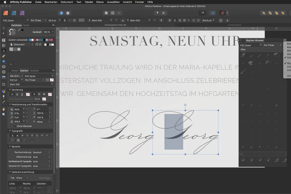 Affinity Publisher Basistutorial: 11 | Gebruik van glyfen