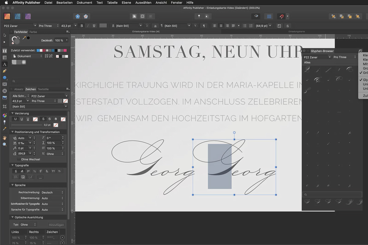 Affinity Publisher Basistutorial: 11 | Gebruik van glyfen