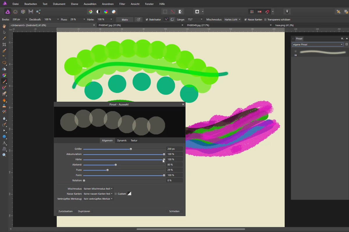 Affinity Photo - Penseel toepassen: 11.2 | Geavanceerde instellingen