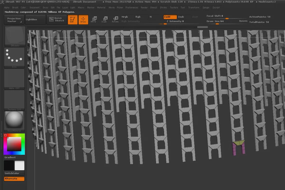 ZBrush 초보자를 위한: 3.6 ArrayMesh