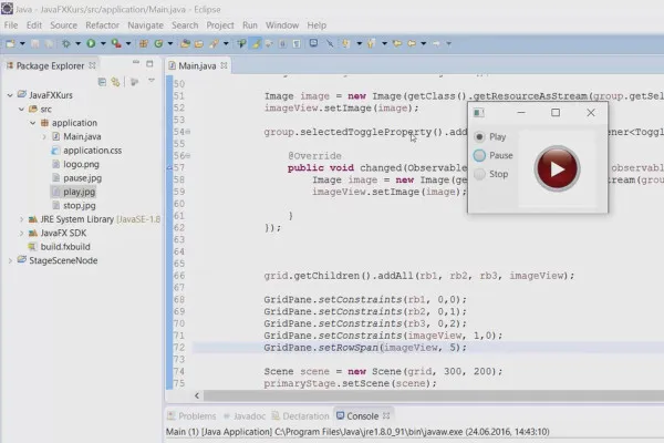 JavaFX for GUI-utvikling - 12 radioknapper