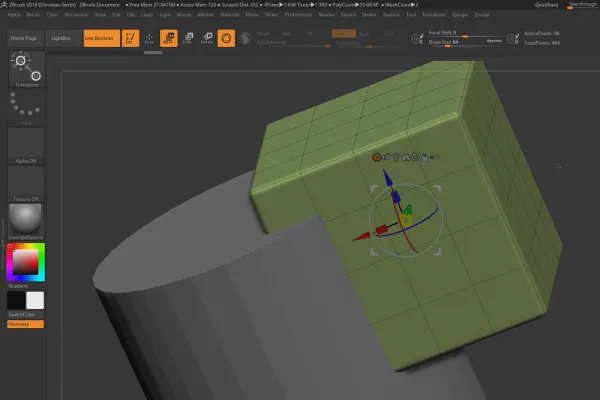 ZBrush 2018 og 4R8 - Videotillegg til oppdateringene: 7.2 Live Boolean: Bruksområder