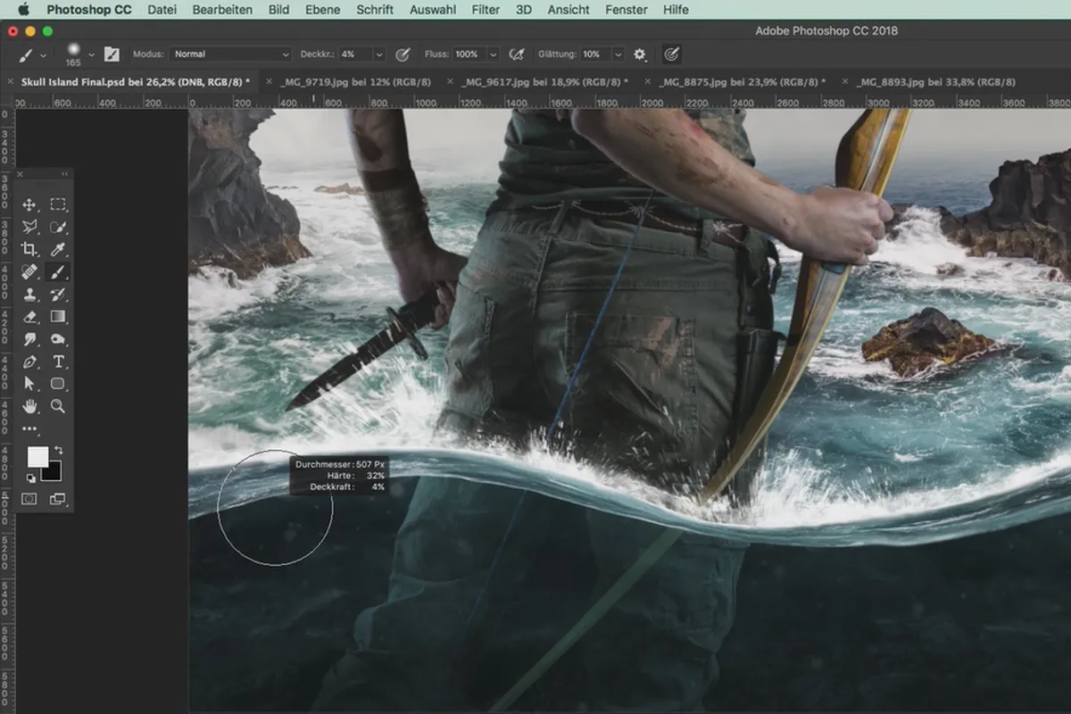 Poster erstellen im Stil von Tomb Raider – Fotografie- und Photoshop-Tutorial: 12 Unterwasser-Feinschliff