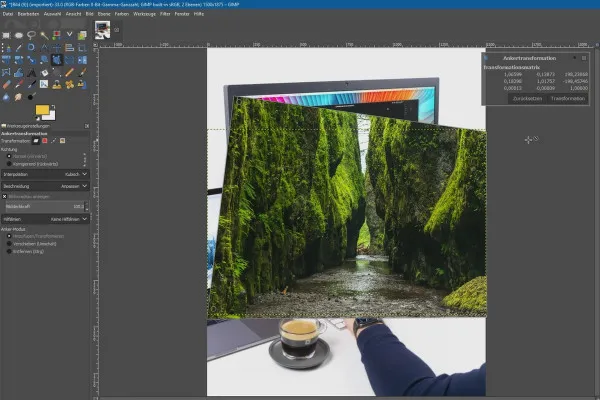 Neue Funktionen in GIMP 2.10: 2.2 | Ankertransformationswerkzeug