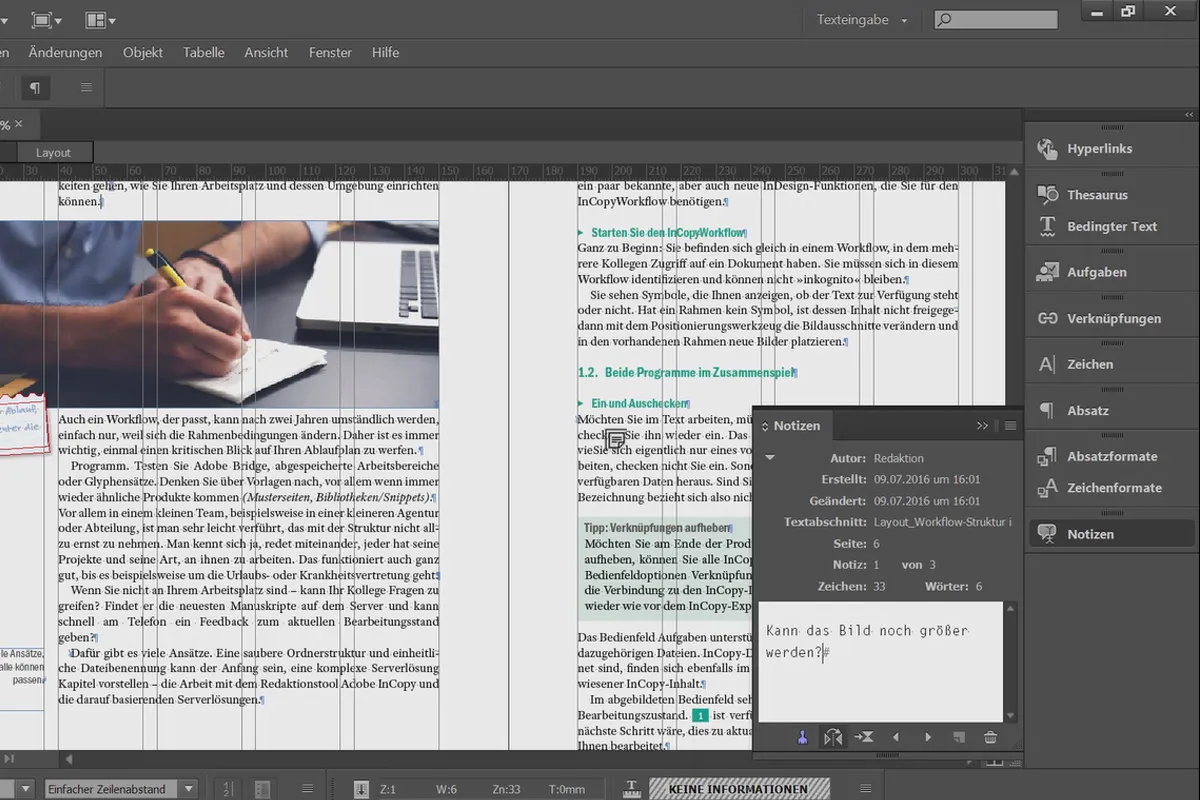 Adobe InCopy CC für Redakteure – 4.7 Notizen auschecken