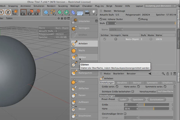 Skulptering i CINEMA 4D - Grunderna: Del 12 - Verktyg 01