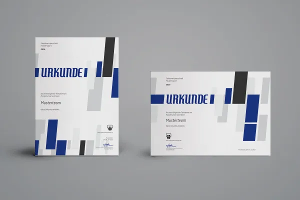 Kreatives Urkundendesign (Sport) im Hoch- und Querformat