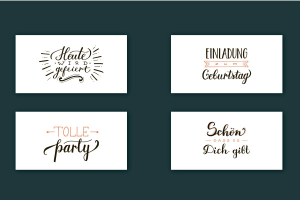 Lettering d'anniversaire : 01 | "Aujourd'hui, on célèbre", "Invitation à l'anniversaire", "Super fête", "Heureux de t'avoir