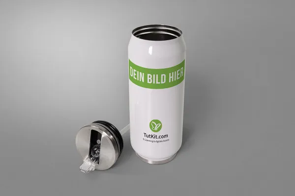 Mockup: Slank termokande med låg ved siden af.