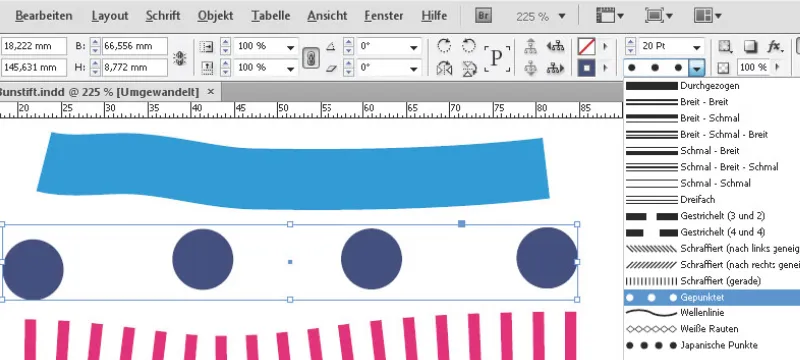 Spalvoto pieštuko įrankiai programoje "InDesign