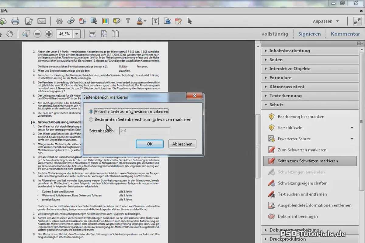Schwärzen und bereinigen von PDF-Dateien mit Acrobat