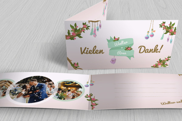 Printable template for wedding thank you card - Version 11