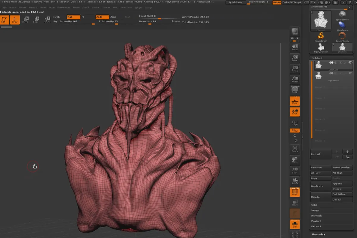 입문자를 위한 ZBrush: 4.1 ZRemesher