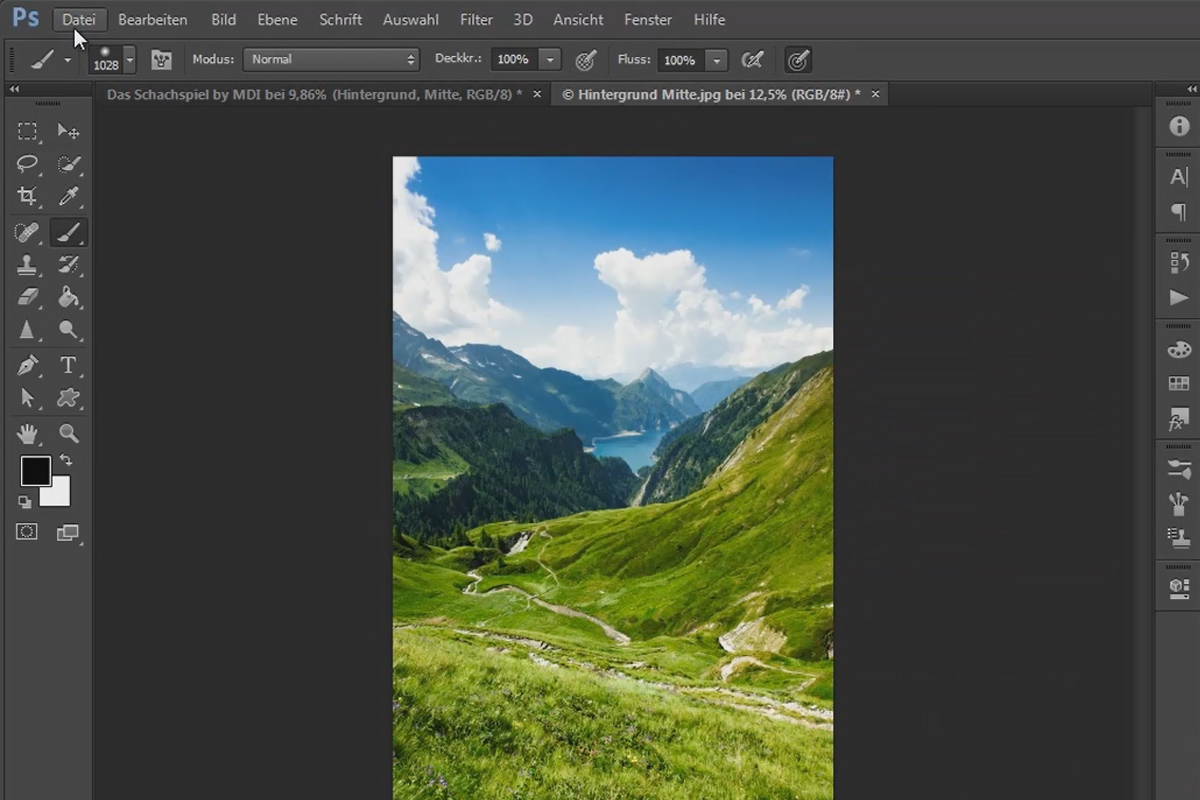 Photoshop-kompostointi - Shakkilauta - Osa 01: Johdanto, valmistelu ja ensimmäisen kuvan sijoittaminen