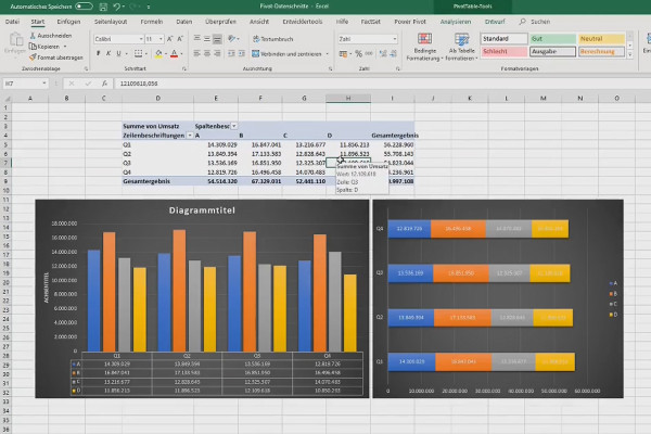 Lag diagrammer i Excel: 4.4 | Pivot-diagrammer