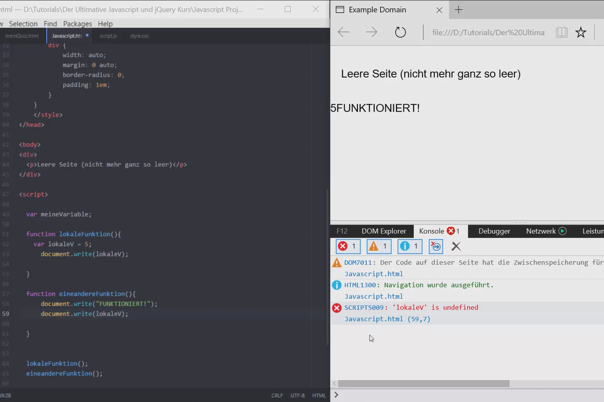 Den ultimata träningen för JavaScript och jQuery - 2.2 Globala vs. lokala variabler
