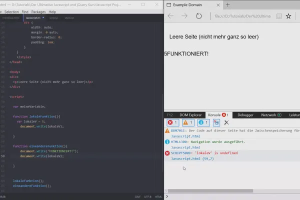 Das ultimative Training für JavaScript und jQuery – 2.2 Globale vs. lokale Variablen
