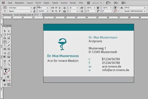 Visitenkarten erstellen in Adobe InDesign - Klassischer Stil: Arztdesign