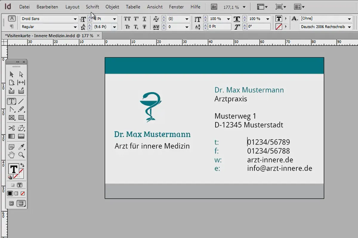 Membuat kartu nama di Adobe InDesign - Gaya klasik: Desain dokter