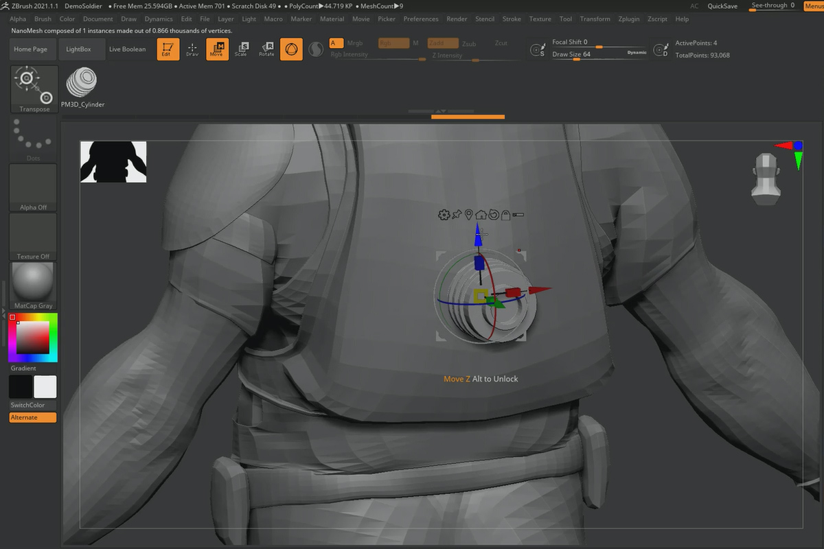 ZBrush 2021 - Videosarja päivityksistä: 12 | Nanomesh-instanssit