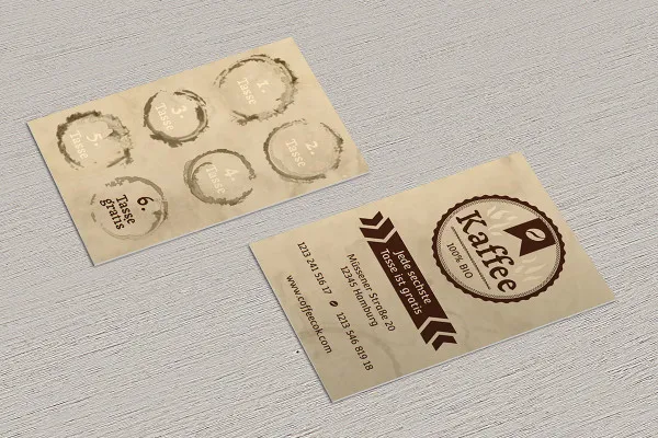 Modèles de cartes de rendez-vous et de timbres pour restaurant, café - Version 1