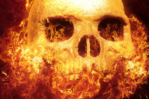 Pictures for horror and Halloween - 12 fiery skulls, witches' cauldrons and dust