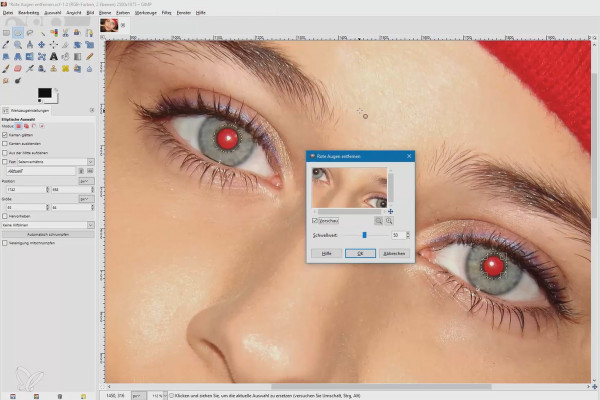 Retouche d'images avec GIMP : Tutoriel pratique - 13 Supprimer les yeux rouges