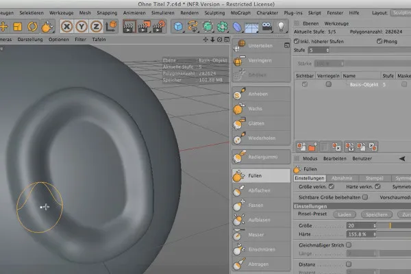 Sculpting in CINEMA 4D - Grundlagen: Teil 13 - Werkzeuge 02