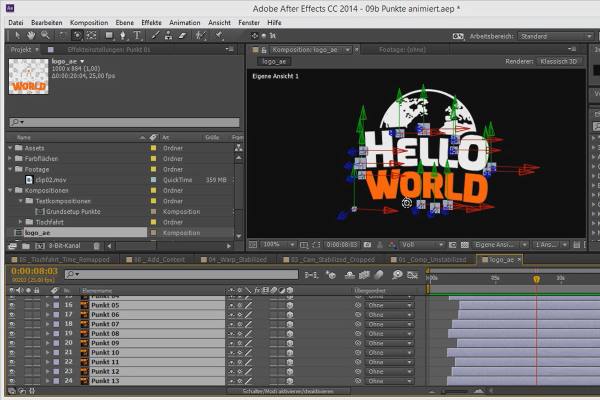 3D-projekt i After Effects: Logganimering.