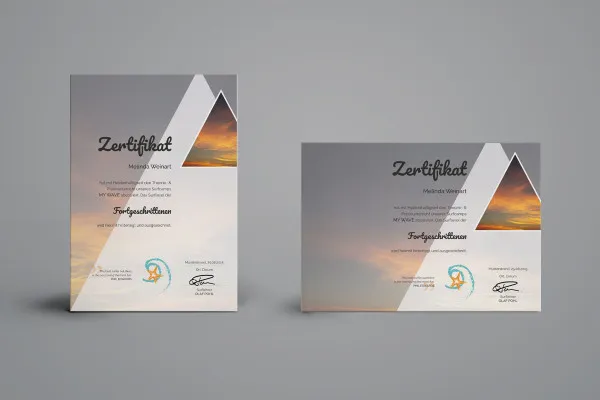 Création de certificats personnalisés (école de surf) en format portrait et paysage DIN A4