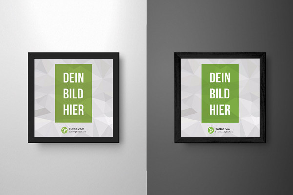 Mockup for a black picture frame in square format