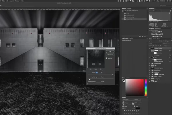 Architektonická fotografie: Úprava obrazu v uměleckém stylu - 5.5 Zaostřování a dokončení.