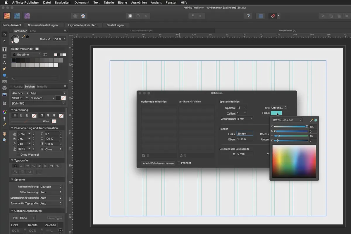 Affinity Publisher Grundlagen-Tutorial: 13 | Grundlinienraster, Raster und Spalten