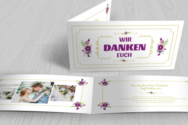 Printable template for wedding thank you card - Version 12