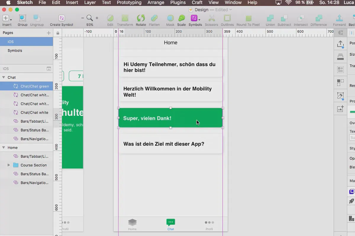 Sketch-Tutorial: 4.4 Designa chatt, arbeta med lager